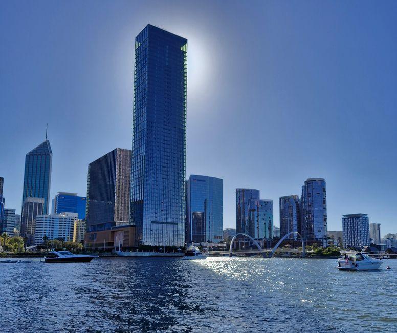 Perth Skyline with Sunlit High Rise Buildings