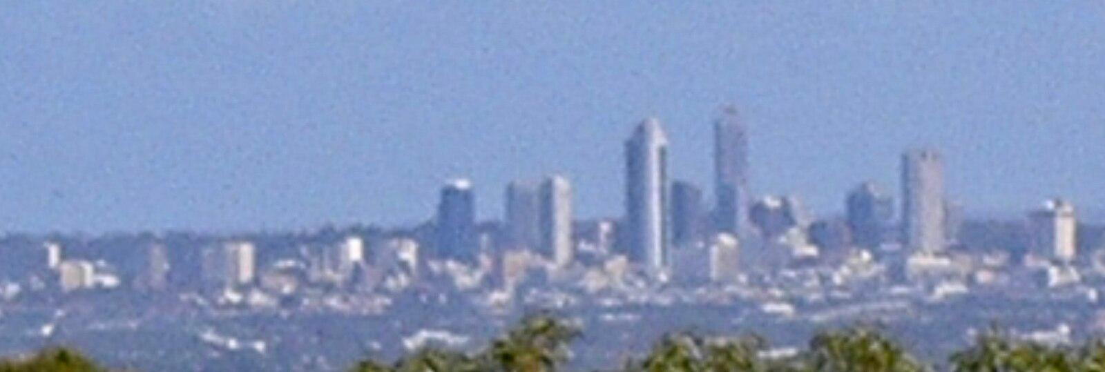 Perth CBD skyline from Darling Scarp in April 2004
